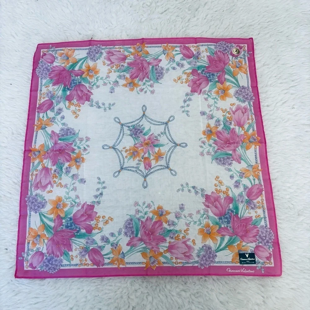 Giovanni Valentino Cotton Multicolor Handkerchief/Bandanna/Scarf 18”